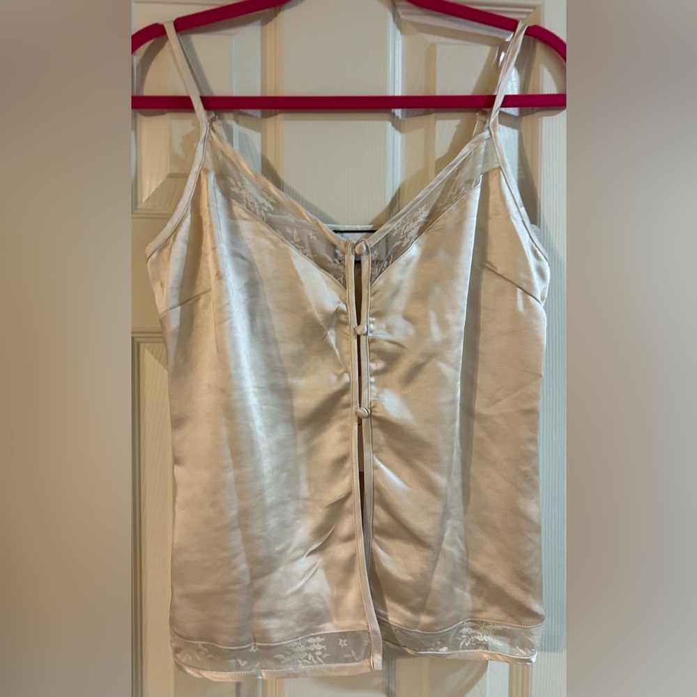 Runaway The Label Satin with Lace Trim Cami NWT size 6 in champagne